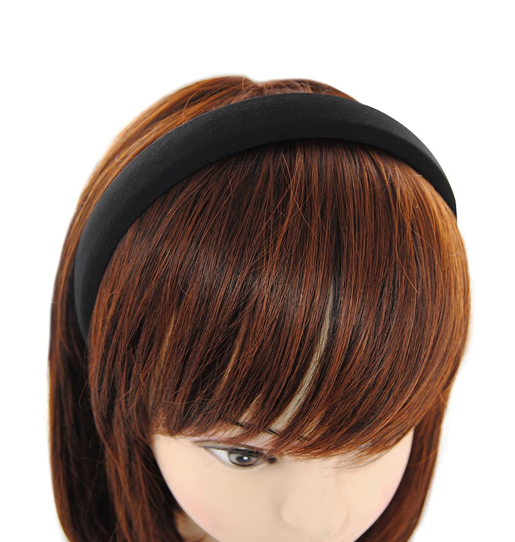 axy Headband with Fabric Padded Candy Colours - Beautiful Women's Headband Hair Accessories Headband HRK7 (Black)