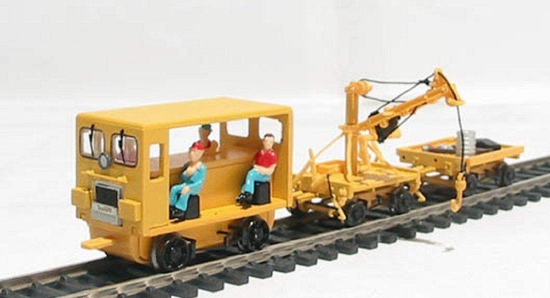 Spectrum H0 16946 - MoW Set: Speeder (pwd), w/crane & work cart, NEW