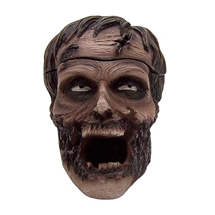 Spooky Zombie Ashtray with Removable Forehead, Freestanding Halloween Decoration, Gothic Accent Piece, 6 Inches