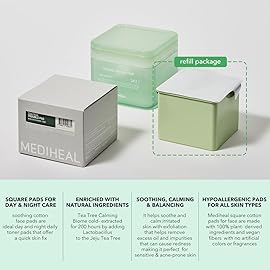 (Only Refill) Mediheal Teatree Trouble Pad (100 Pads) - Cotton Facial Toner Pads for Calm Sensitive & Acne Prone Skin - Vegan Gauze Pad