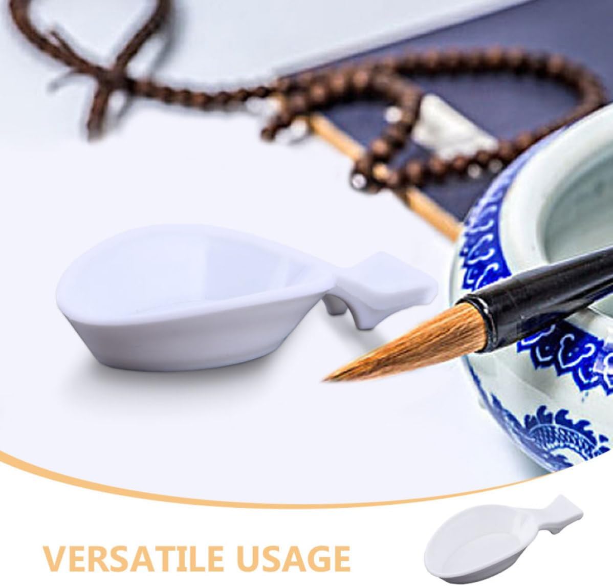 ORFOFE 20pcs Plastic Ink Dishes Calligraphy Brush Holder with Multifunctional Design for Professional Use and Calligraphy Scenarios Painting Brush Rest Holder and Painting Tools