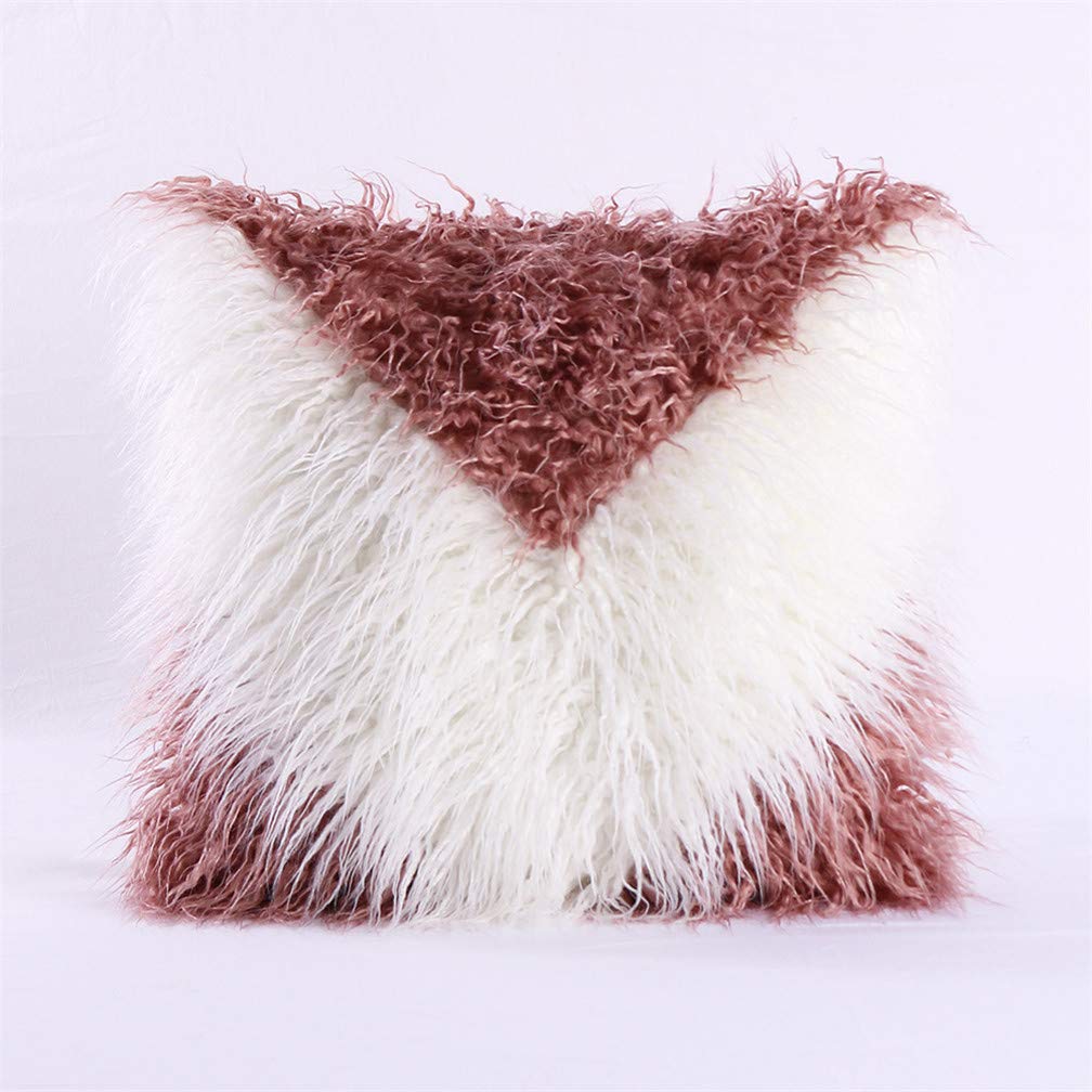Sweetwill Fluffy Soft Square Pillow covers Faux Fur Throw Decorative Pillow Cover Plush Pillow Case Faux Fur Cushion Covers For Livingroom Sofa Bedroom Car (Creative stitching 2, 40cm*40cm)