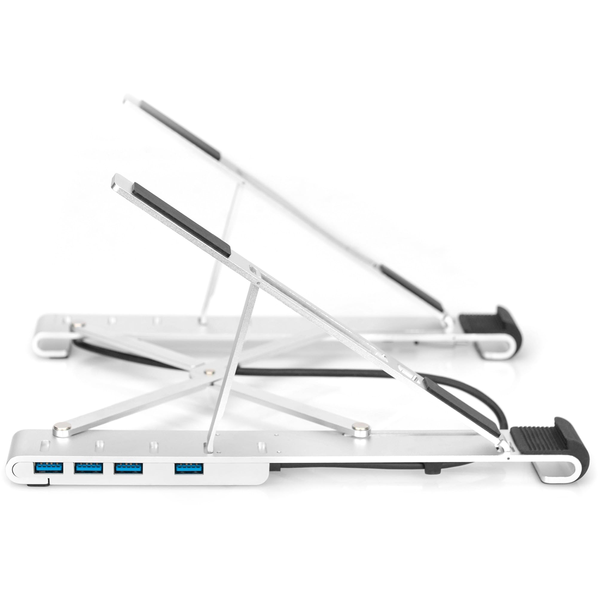 DIGITUS supporto per notebook con hub USB-C integrato - per laptop da 10-17" - angolo di inclinazione regolabile - 4x porte USB-A 3.2 Gen1-1x porta USB-C 3.2 Gen1-5 Gbit/s - Power Delivery 3.0
