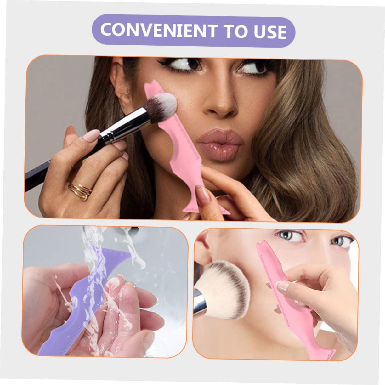 FRCOLOR 8pezzi Stencil Per Sopracciglia in Silicone Strumento Makeup Per Eyeliner e Mascara Accessori Per Facile Usare Per Principianti e Professionisti Colori Rosa