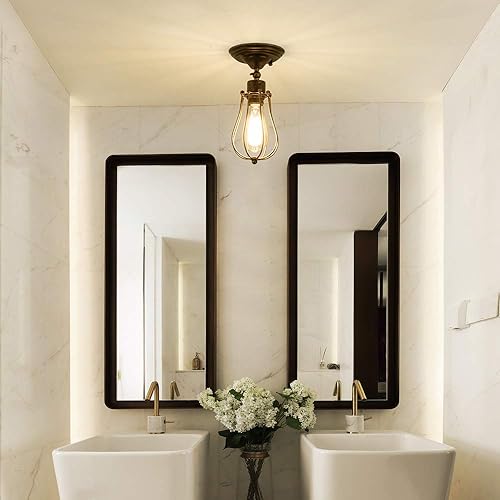 Miniatura 6 de LULING Aplique de pared industrial, iluminación vintage, lámpara ajustable, enchufe, alambre, jaula de metal, pantalla de luz de pared, estilo