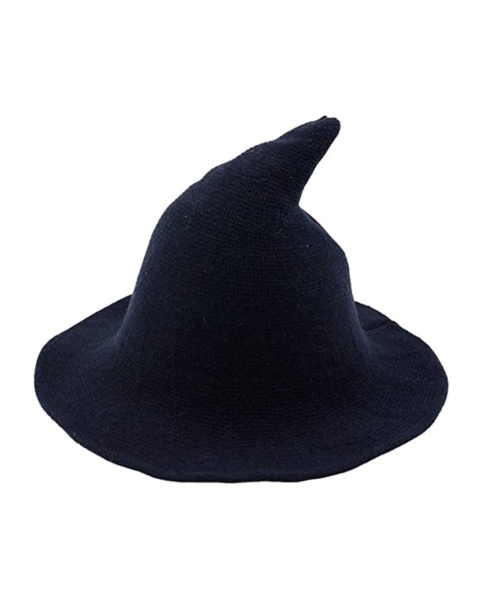 Acrawnni Women Halloween Wool Witch Hat Knitted Cap Partys Masquerade Cosplay Costume Accessory (Navy Blue, ONE Size)