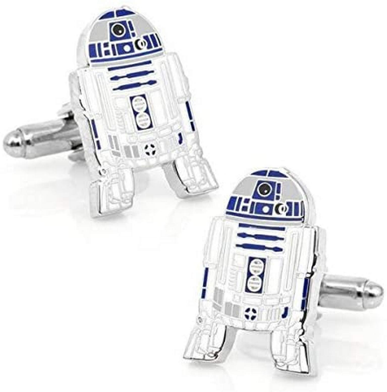 Charles William Fashion Gemelos de película de ciencia ficción R2D2, regalo de Jedi Droids, plata, 2