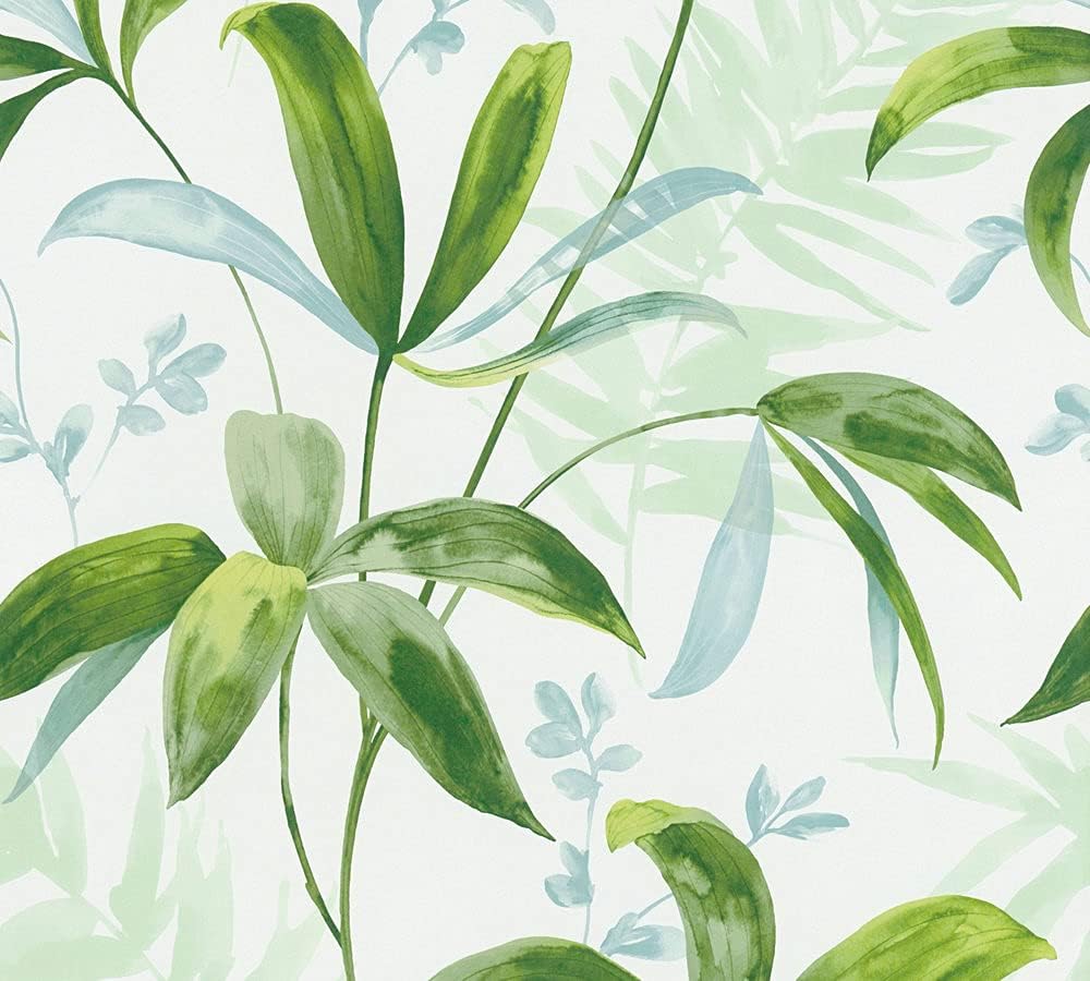Architects Paper Jungle Wallpaper Jungle Chic Non-Woven Wallpaper 10.05 m x 0.53 m Green White Made in Germany 377041 37704-1