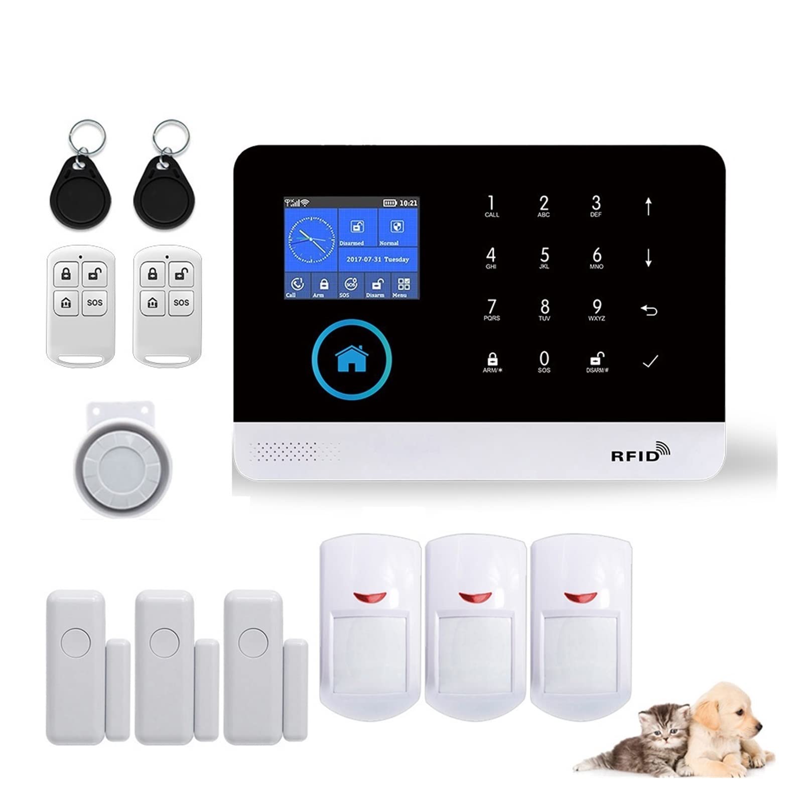Sin Cuotas Mensuales Alarma for el hogar inalámbrica 4G de alarma seguridad for for la aplicación Tuya con Sensor movimiento for mascotas Detector humo Gas(H)