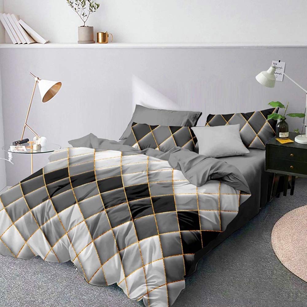 Parure de lit double avec housse de couette 200 x 230 cm et taies d'oreiller YB07
