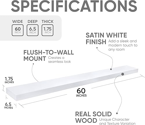 Vista 21 de Homeforia Estantes flotantes de madera de 36 pulgadas, estante flotante grande de madera natural maciza de alta gama de 36 pulgadas, estantes