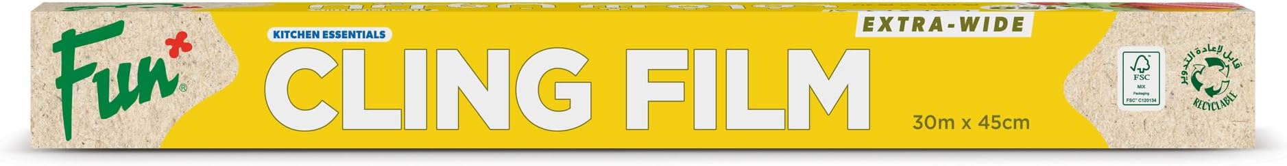 Fun Extra-Wide Cling Film Wrapper, 30m x 45cm, 150 Sqft, Premium Food Wrap for Freshness, Kitchen Storage & Meal Prep (Pack of 1)