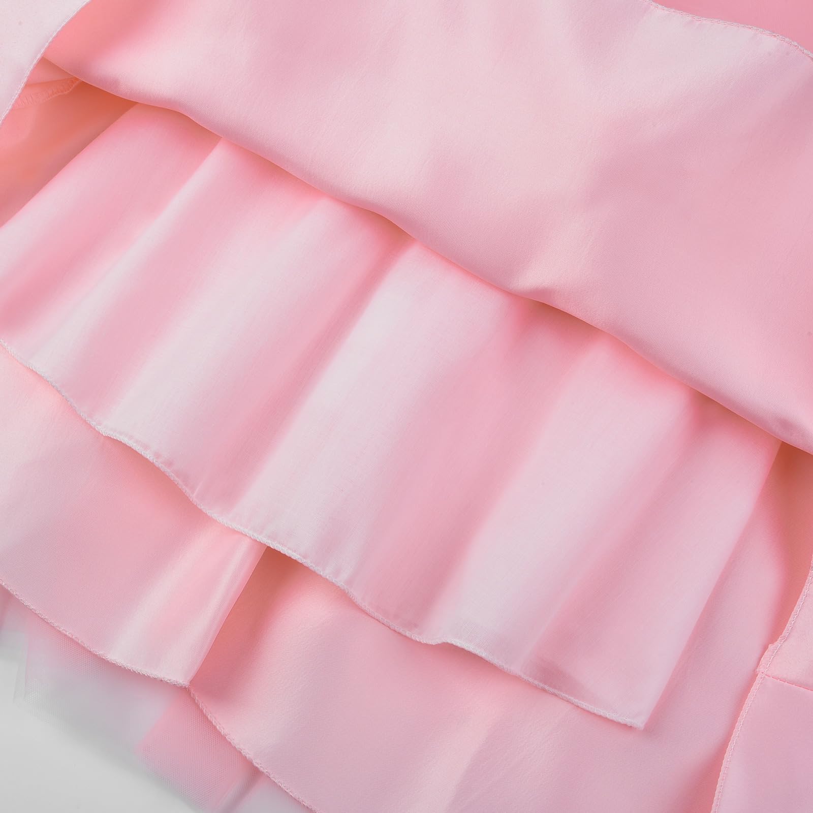 JerrisApparel Vestido de fiesta de princesa para niñas, falda de tul de satén con espalda en V, vestido de fiesta de boda