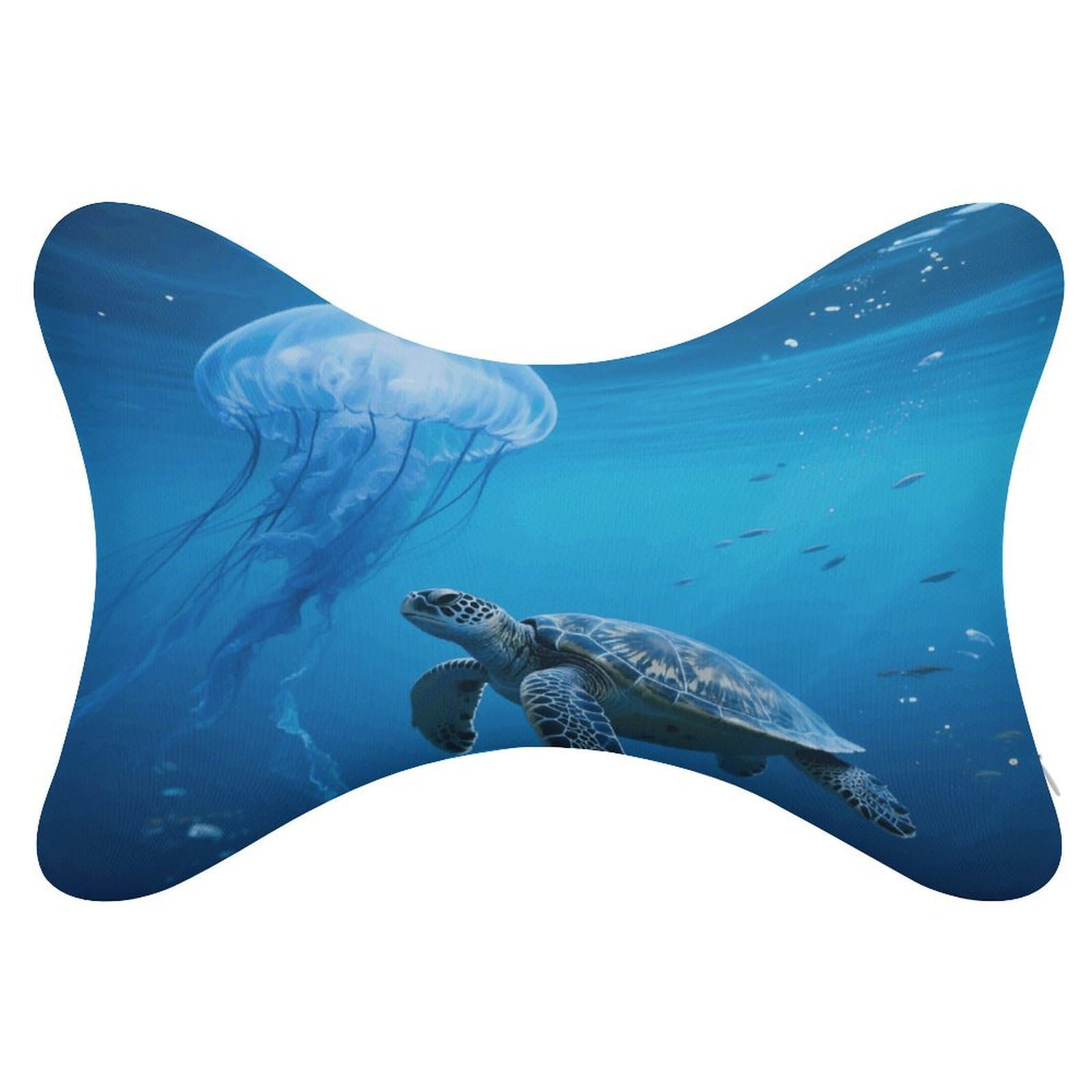 VstaDank Blue Sea Turtle Car Pillow Soft Car Neck Pillow Breathable Dog Bone Shaped Travel Neck Pillows Washable Removable All-Season Universal Cars Head Rest Pillows