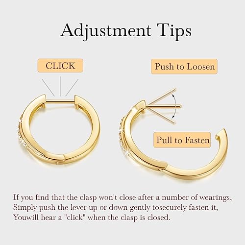 Miniatura 3 de 14K Gold Earrings for Women Gold Hoop Earrings for Women Hoop Earrings for Womens Hoops Lightweight Cubic Zirconia Hoops Earrings for Womens