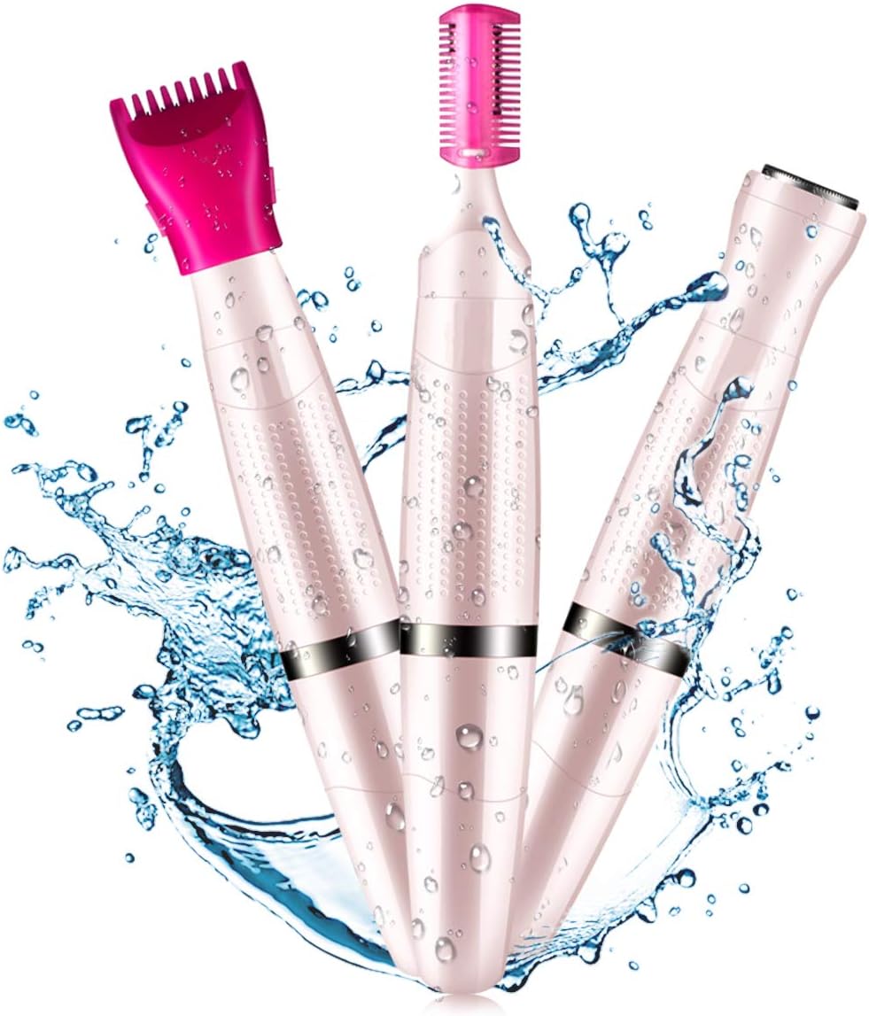 Bikini Trimmer for Women, 3 in 1 Electric Ladies Shaver Facial Hair Painless Removal Eyebrow Trimmer Waterproof Razor…
