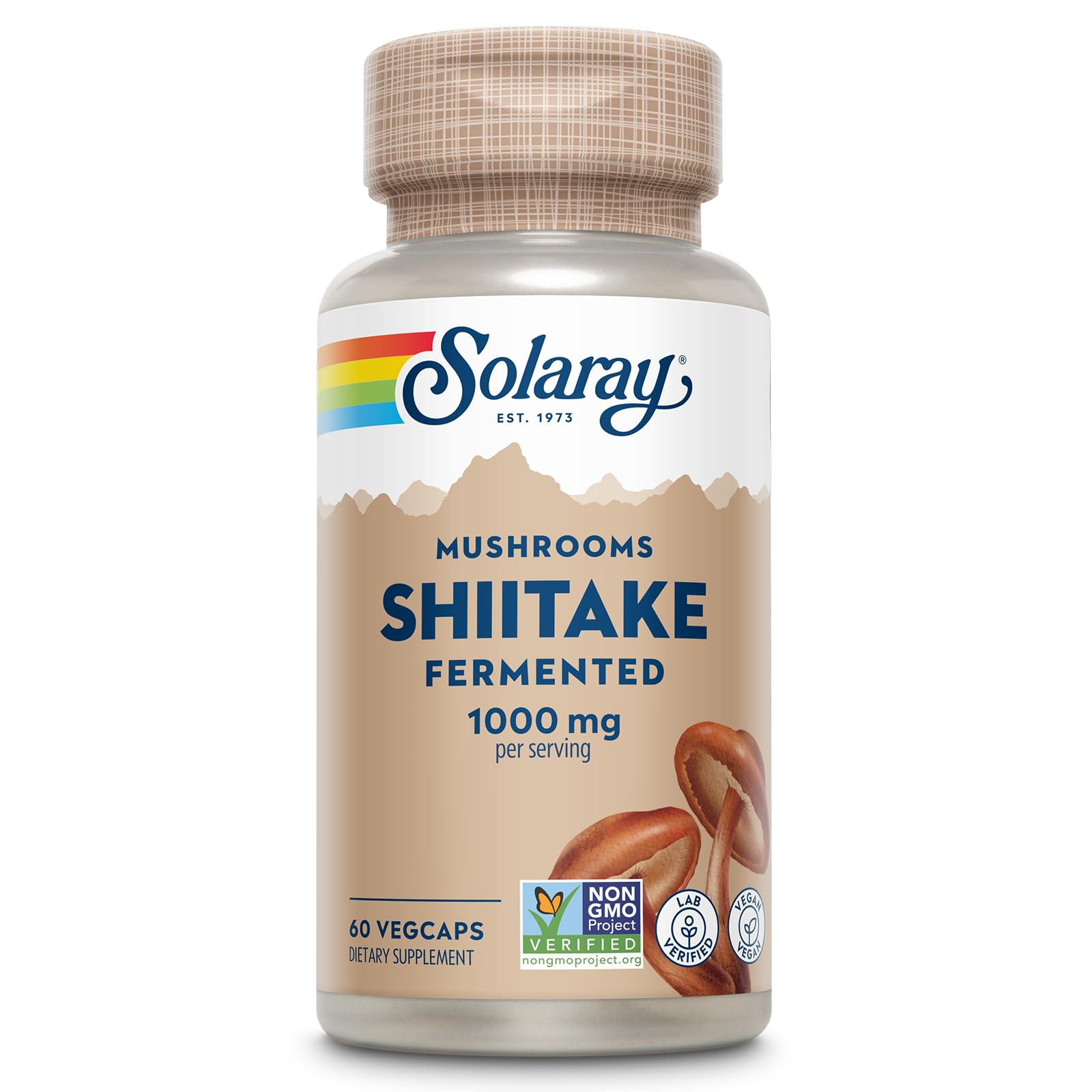 Solaray Shitake 500mg | Hongos | Organically Grown Fermented Mushroom | 60 VegCaps
