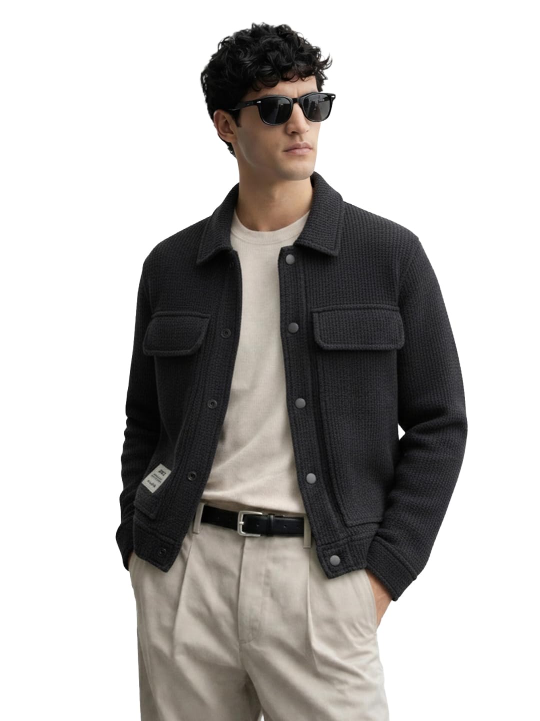 the indian garage co Men Regular Fit Long Sleeves Cutaway Collar Textured Jacket-picture-33