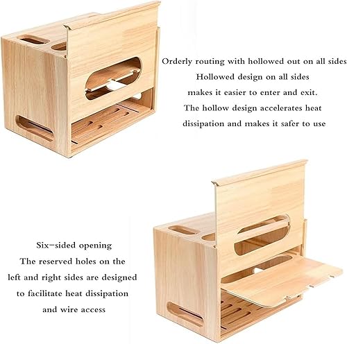 Router Shelf Wall Mount WiFi Router Storage Box, 2-Tier Bracket, WiFi Storage Box, Decorative Cable Organizer Box, Desktop Storage Box Shelf, Power Strip Protector Hider, 30x20x21cm, Natural(Natural,30x20x21cm)