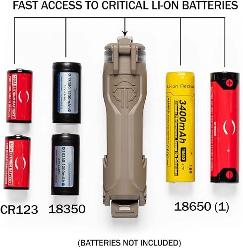 Miniatura 3 de Thyrm CellVault-18 Batería recargable de almacenamiento (tierra oscura plana), impermeable, para 18650, 18350, baterías CR123, fabricadas en Estados
