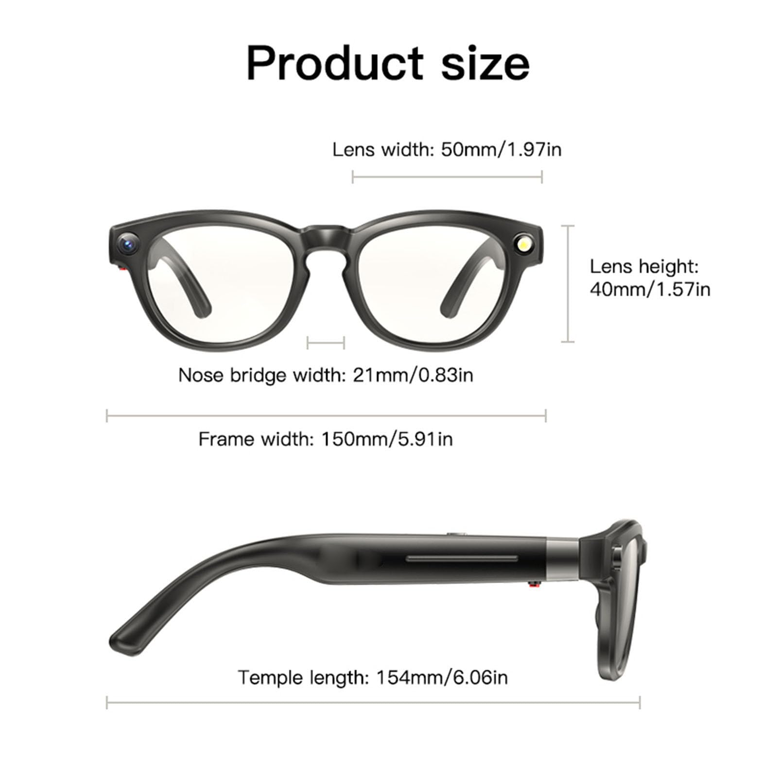 Dpofirs AI Smart Glasses, con Fotocamera da 8 MP, Chiamata Musicale Bluetooth, Traduzione in Tempo Reale, Registrazione Video 4K, Lenti Che Cambiano Colore