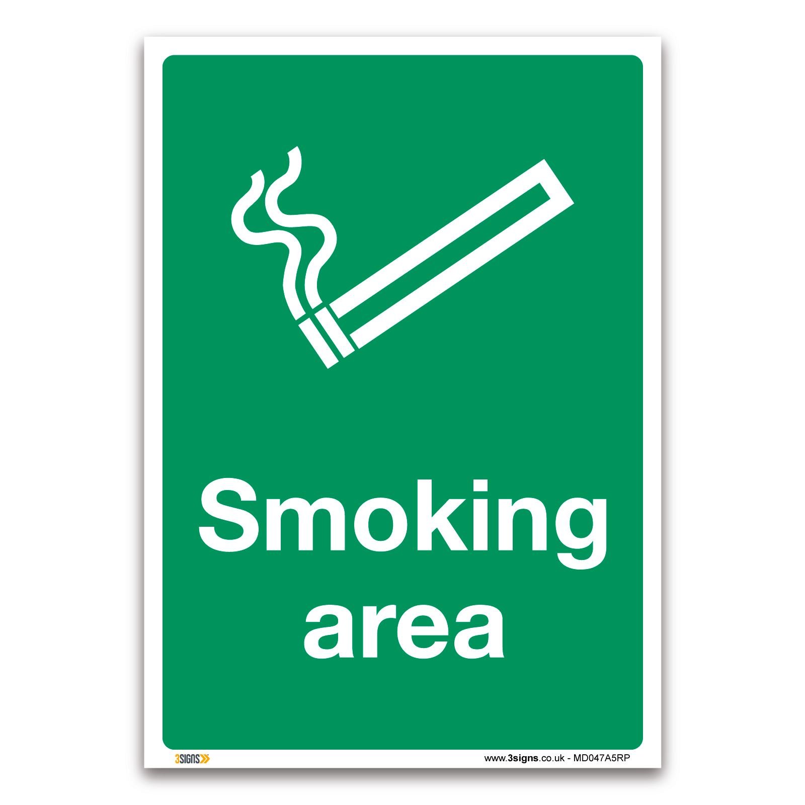 3 Signs Smoking Area Sign - A5 1Mm Rigid Plastic Sign - Prohibition Safety Information