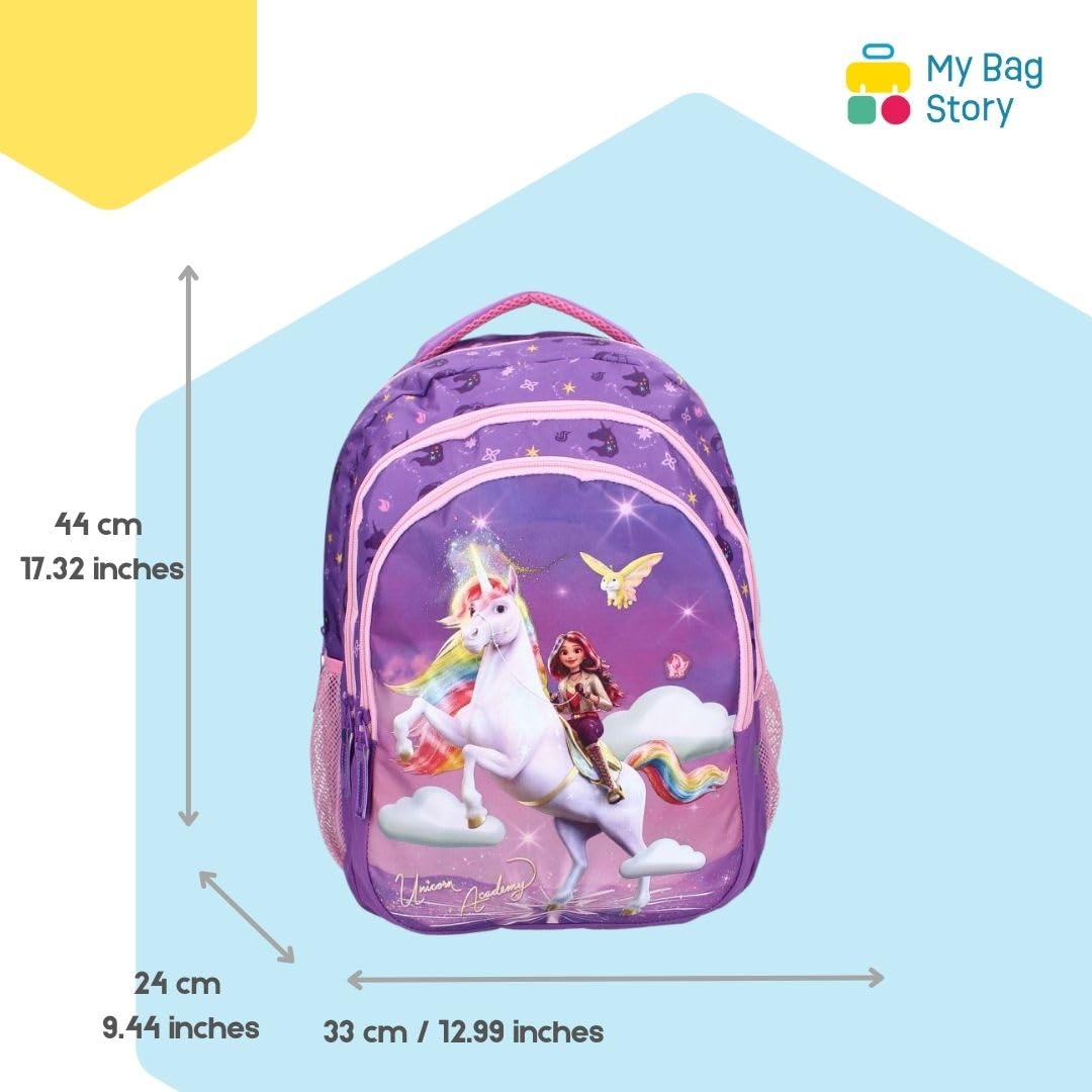 mybagstory Zaino da ragazza Unicorn Academy | Zaino da scuola Sophia e Wildstar Violet | 3 scomparti spaziosi con spallacci imbottiti, ideale per primaria e tempo libero dai 6 anni