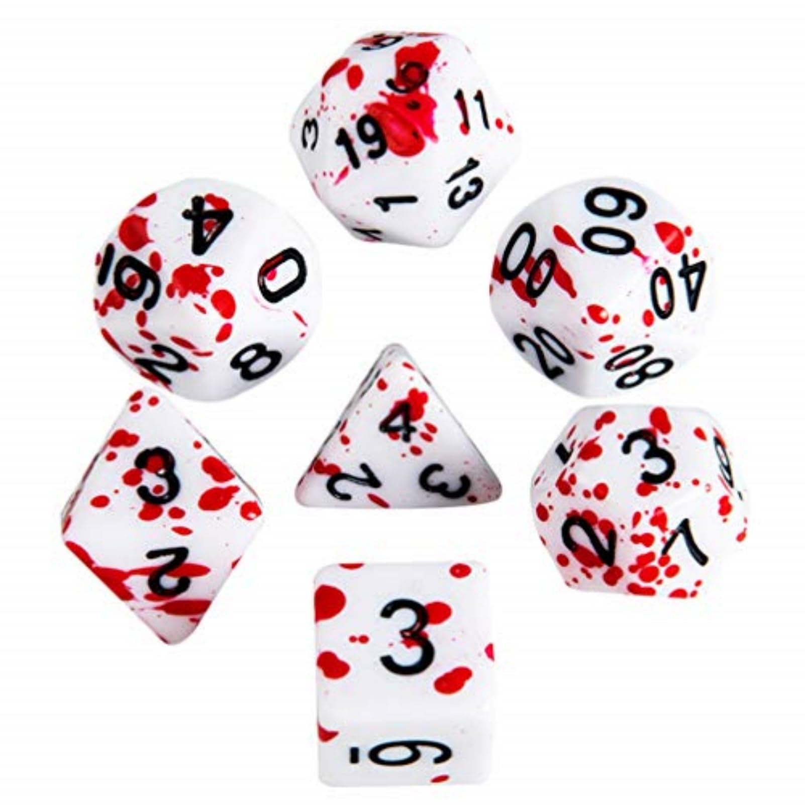 – Blood Dices Blood Splatter Dices, D&D Dices Set of 7, Acrylic Polyhedral Dungeons and Dragons Role Playing Game Dices Party Supplies for Halloween Cosplay Party (Red)