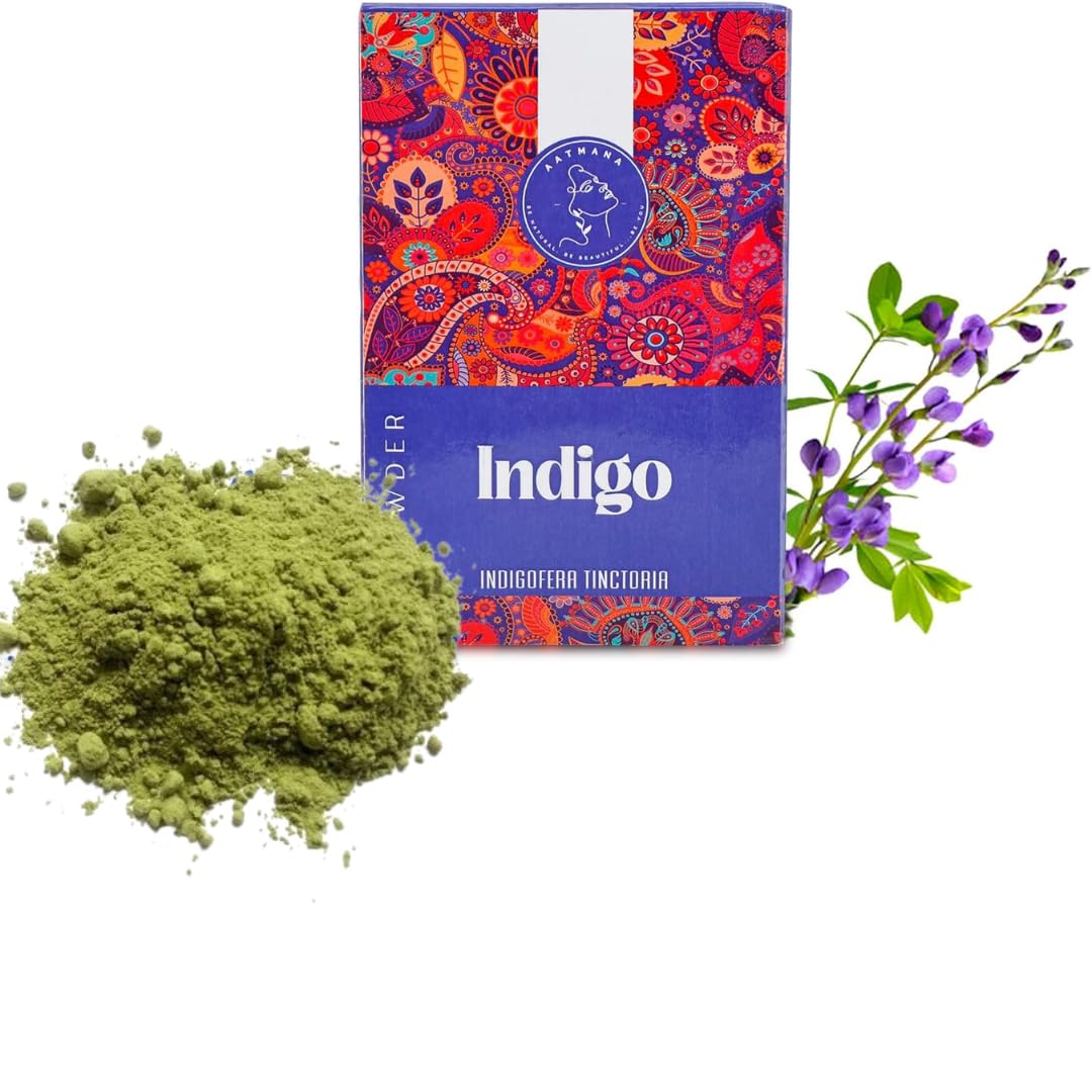 AATMANA Indigo Powder | Indigofera Tinctoria| for Black & Natural Hair | Promote Hair Growth | Increases Hair Thickness | Works With Henna - 100g