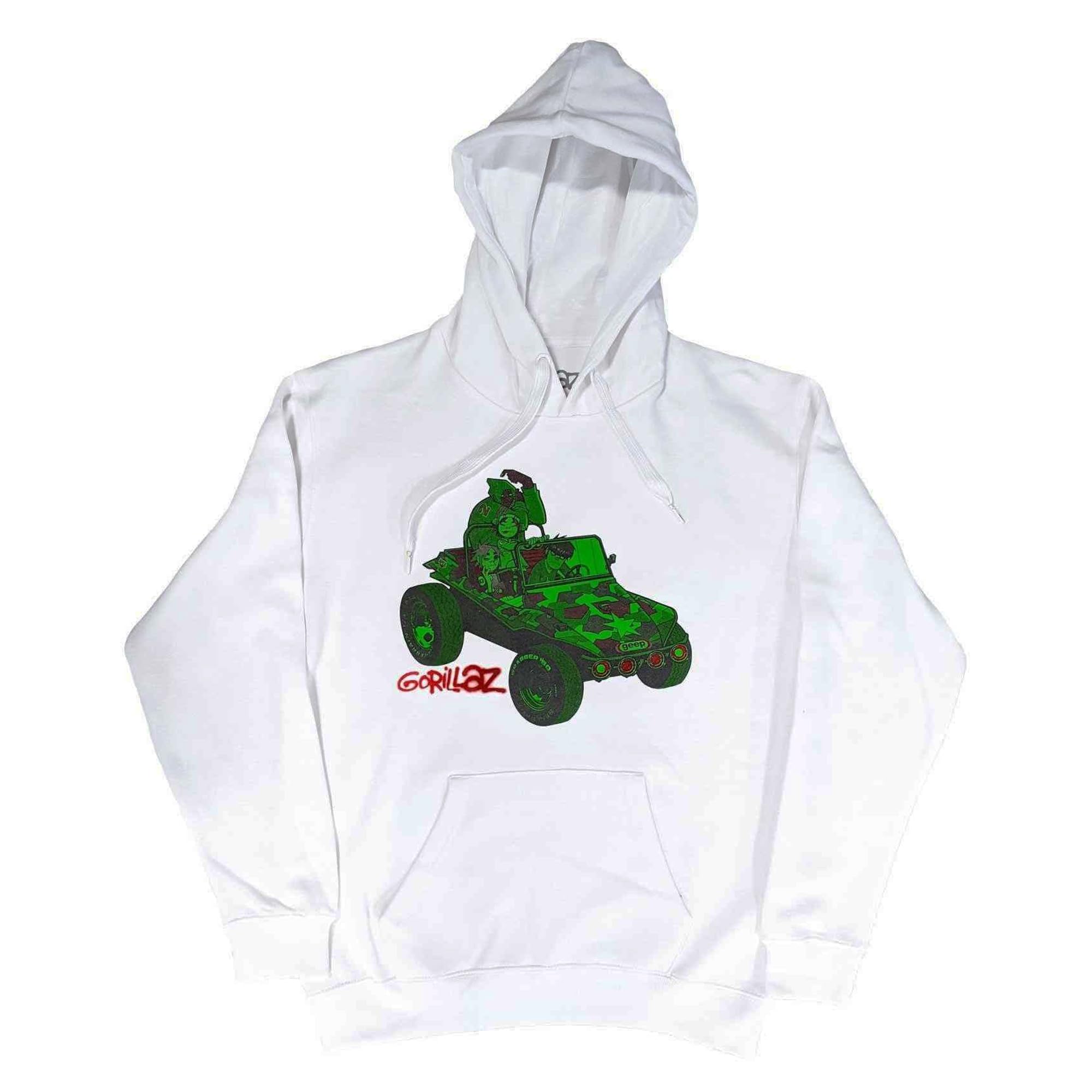 Gorillaz Men's White Geep Band Logo Hoodie Green Official Unisex Size L