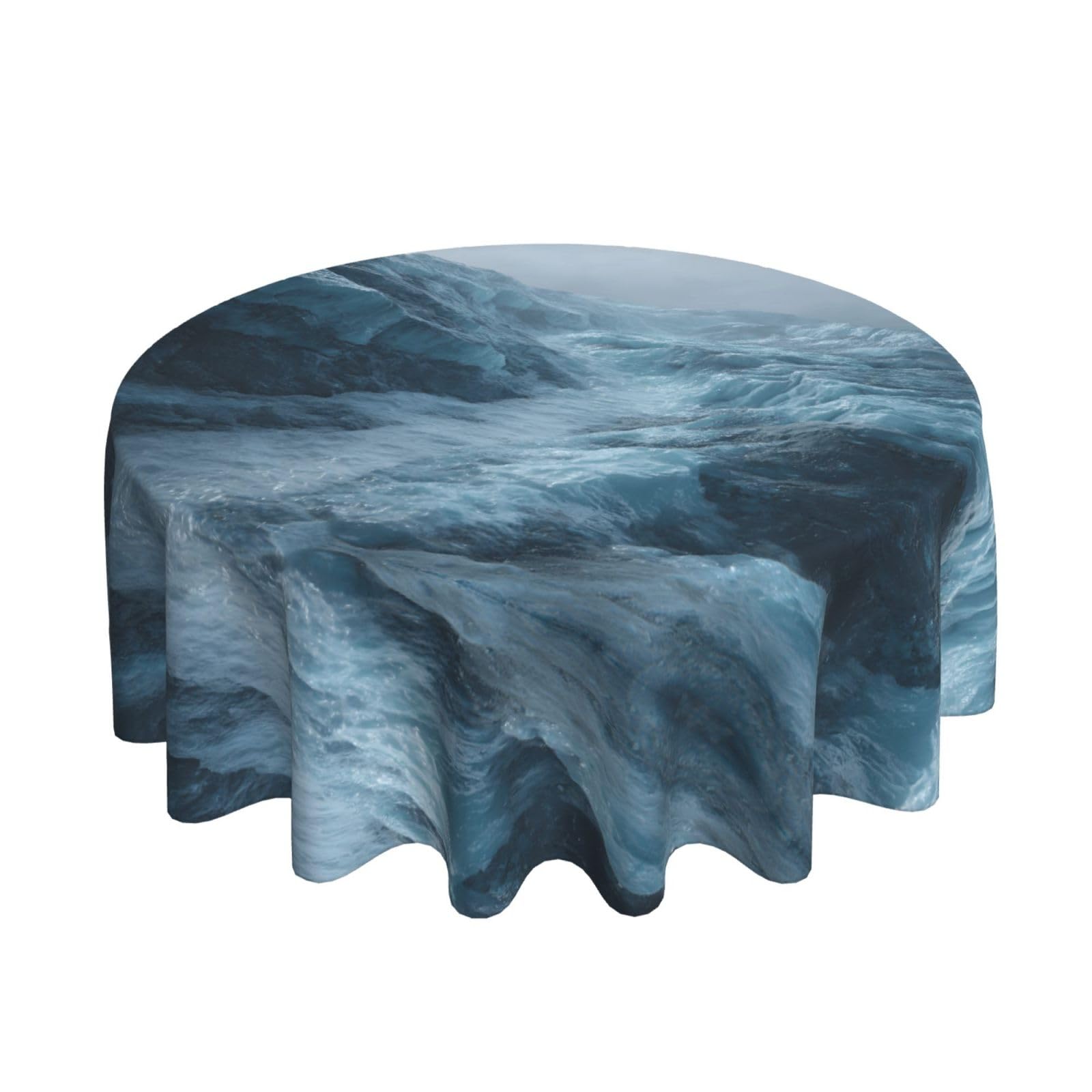 ESNAIUVCD glacier print Round Tablecloth Waterproof Washable Wipeable Resistant Polyester Circular Table Cover for Dining Room Kitchen Indoor Outside 60"