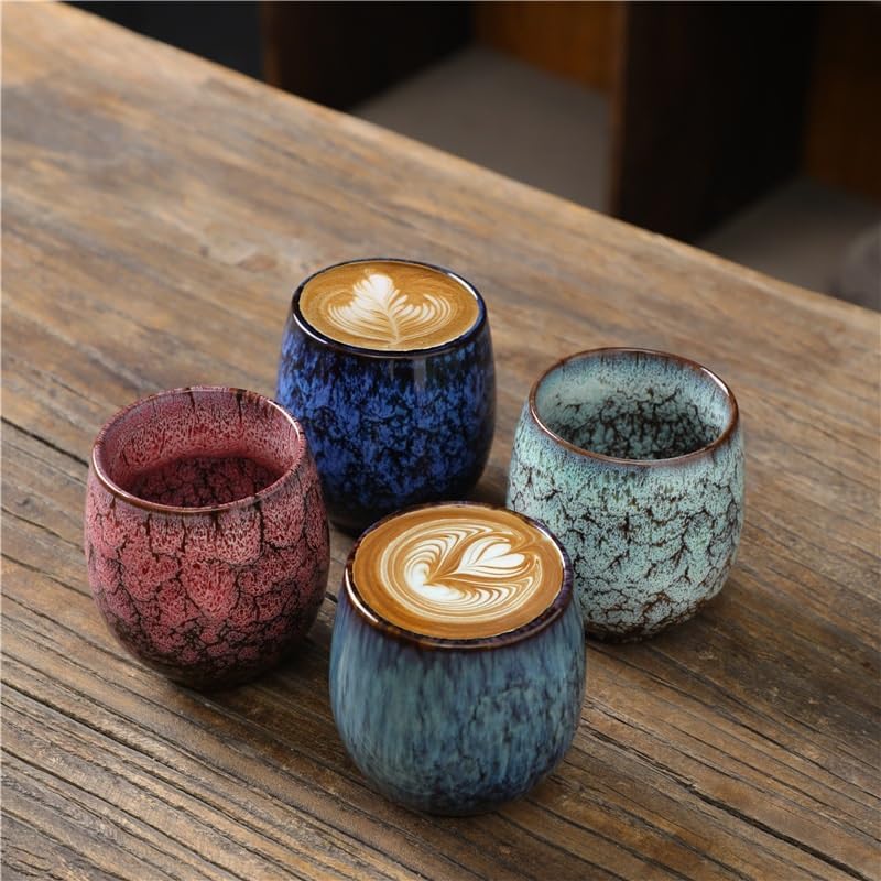 Tea Cup Kiln-Changed Ceramic Single Host Espresso Tianmu Glaze Soaking Container(B)