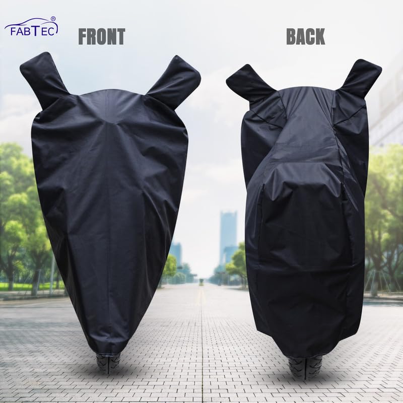 Image of FABTEC Waterproof Scooty Body Cover Compatible with Hero Pleasure Plus, A1 (Black)
