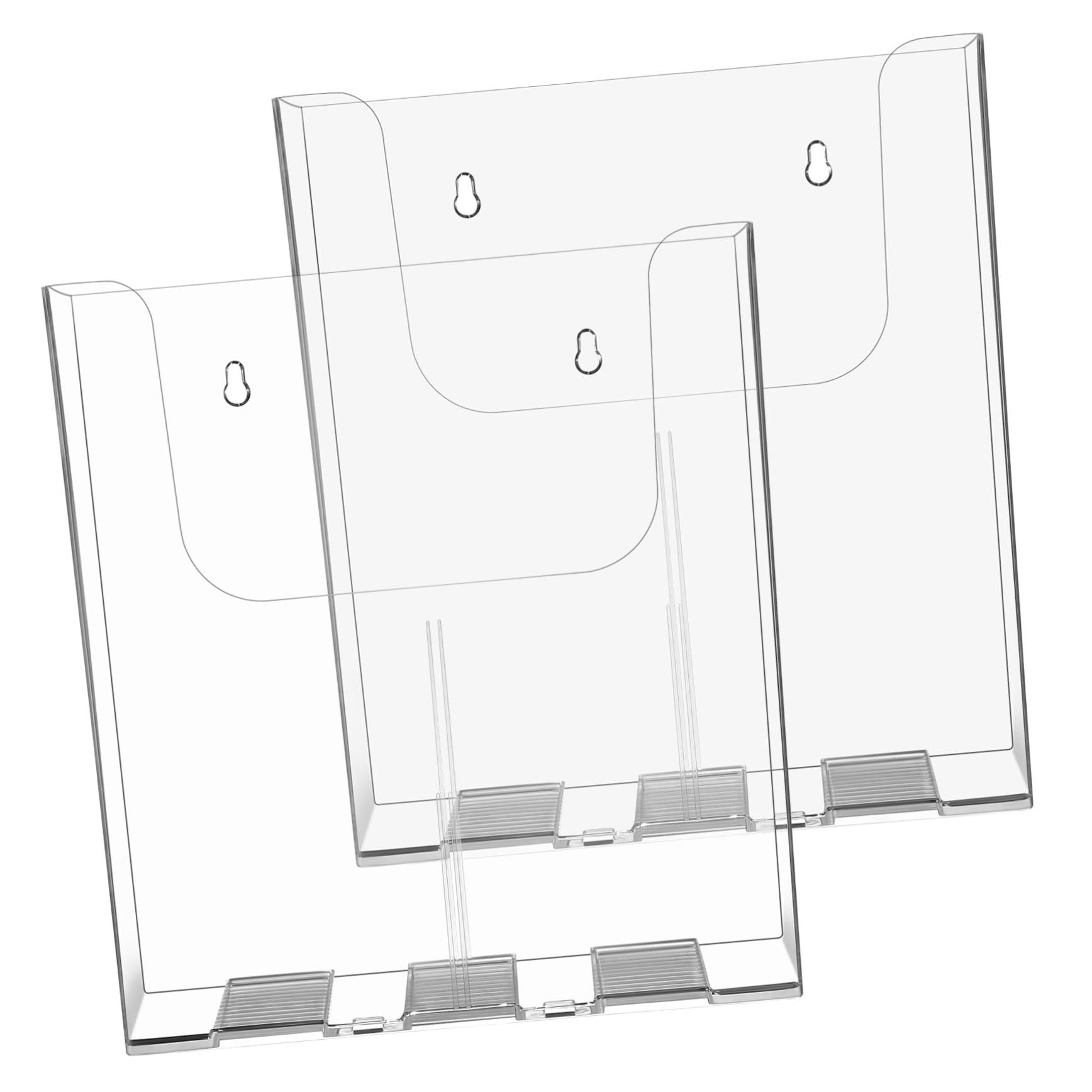 Uonlytech 2piezas Soporte De Carpetas De Pared Acrílico Transparente Organizador De Archivos Para Oficina Revistero Tornillo y Adhesivo