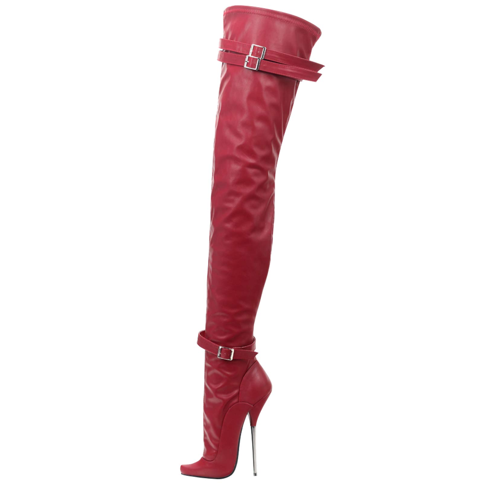 Tikenbst High Heels 18cm Ballet Boots Pointed Toe Zipper Belt