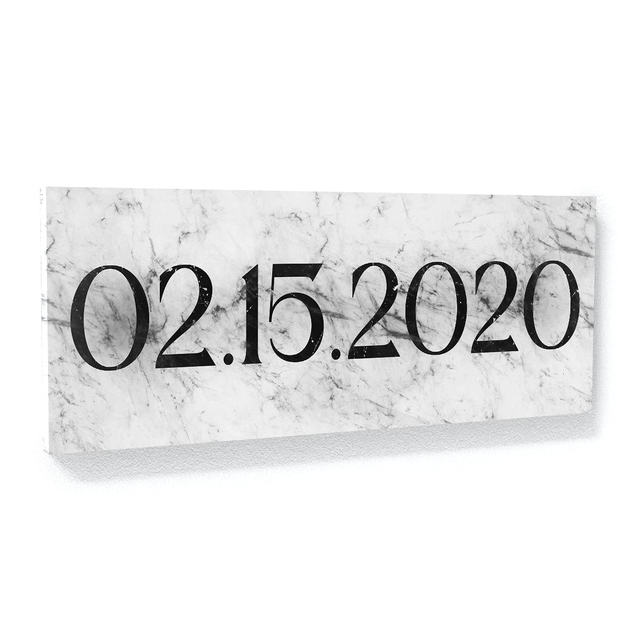 Cartel personalizado de mármol blanco con fecha de aniversario, lienzo personalizado, decoración del hogar, póster de pared, pintura pequeña de 20 x 8 pulgadas, lienzo de sentido