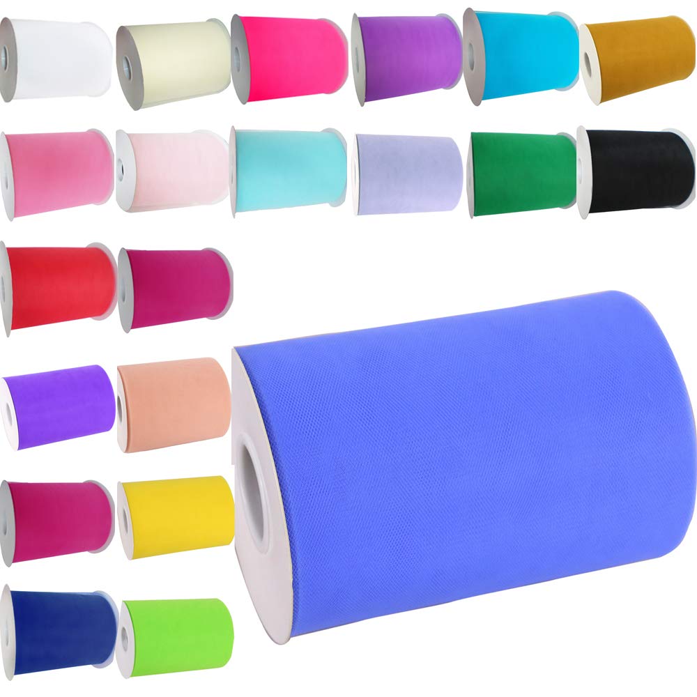 Time to Sparkle 2 Rolls Tulle Roll Spool 6 Inchs x 100yards Tutu Party Birthday Wraping Crafts Bridal Bow Skirt Wedding Decor - Periwinkle — image 1