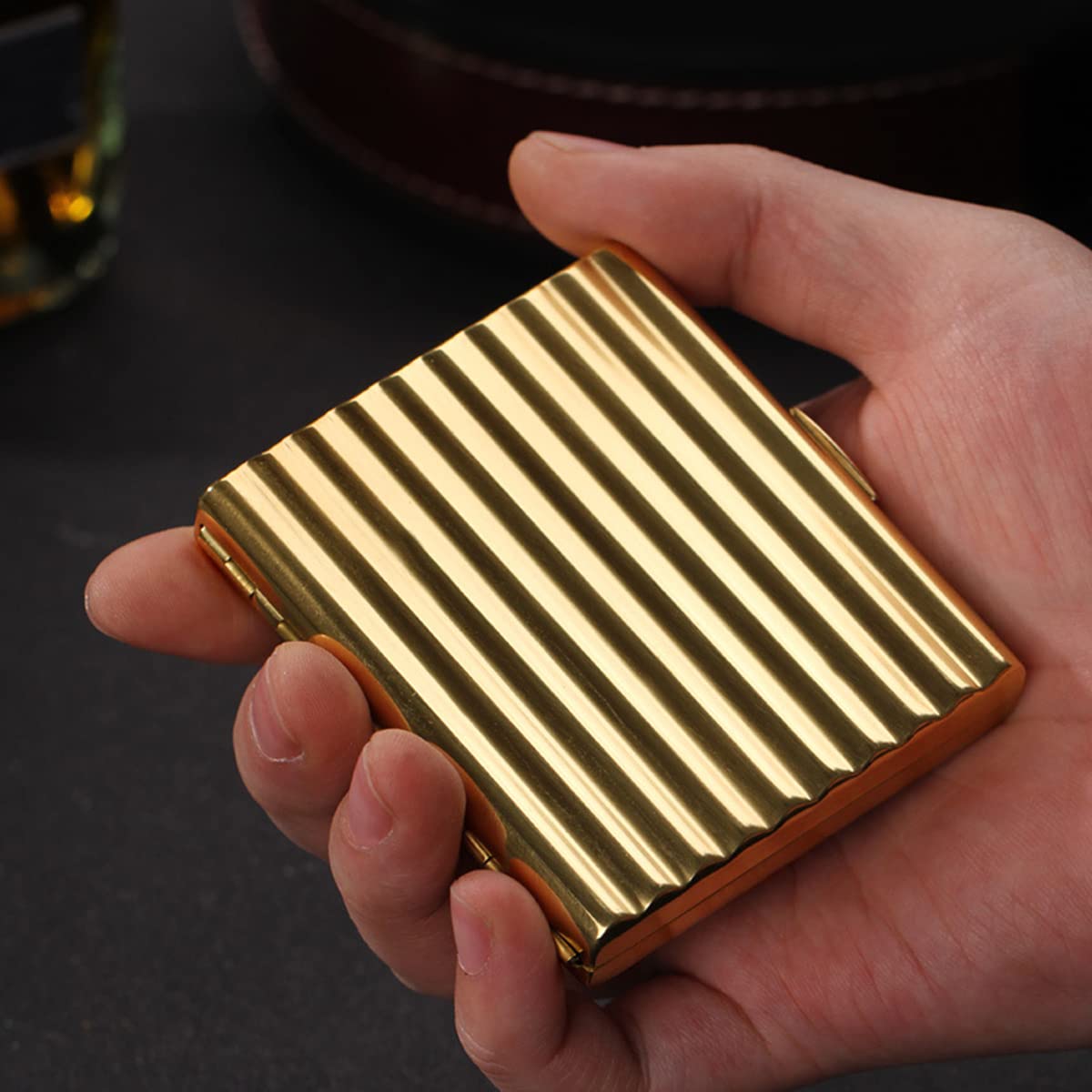 70mm cigarette case BOSUGE, 70mm Cigarette Case with Short Cigarette Clip Portable 20 Sticks  Slim Copper Metal Cigarette Case