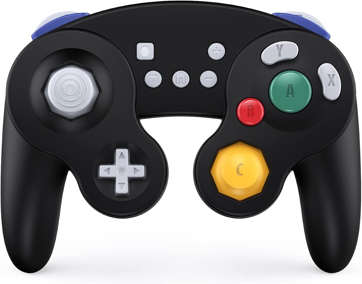 EXLENE Gamecube Controller Switch, Wireless Switch Pro Controller for Nintendo Switch/Lite/PC/Android/iOS/Steam, Support Wake Up, Motion, Adjustable Rumble, Turbo & Auto Turbo (Upgraded, Black)