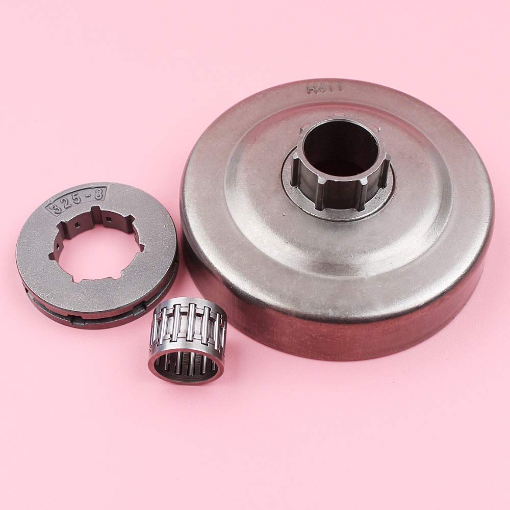 HAOHAO Embrague del Tambor 325 8 Dientes 19 mm Piñón Lamer Cojinete de Agujas Kit Compatible with Husqvarna 50 51 55 154 254 de la Motosierra Repuesto