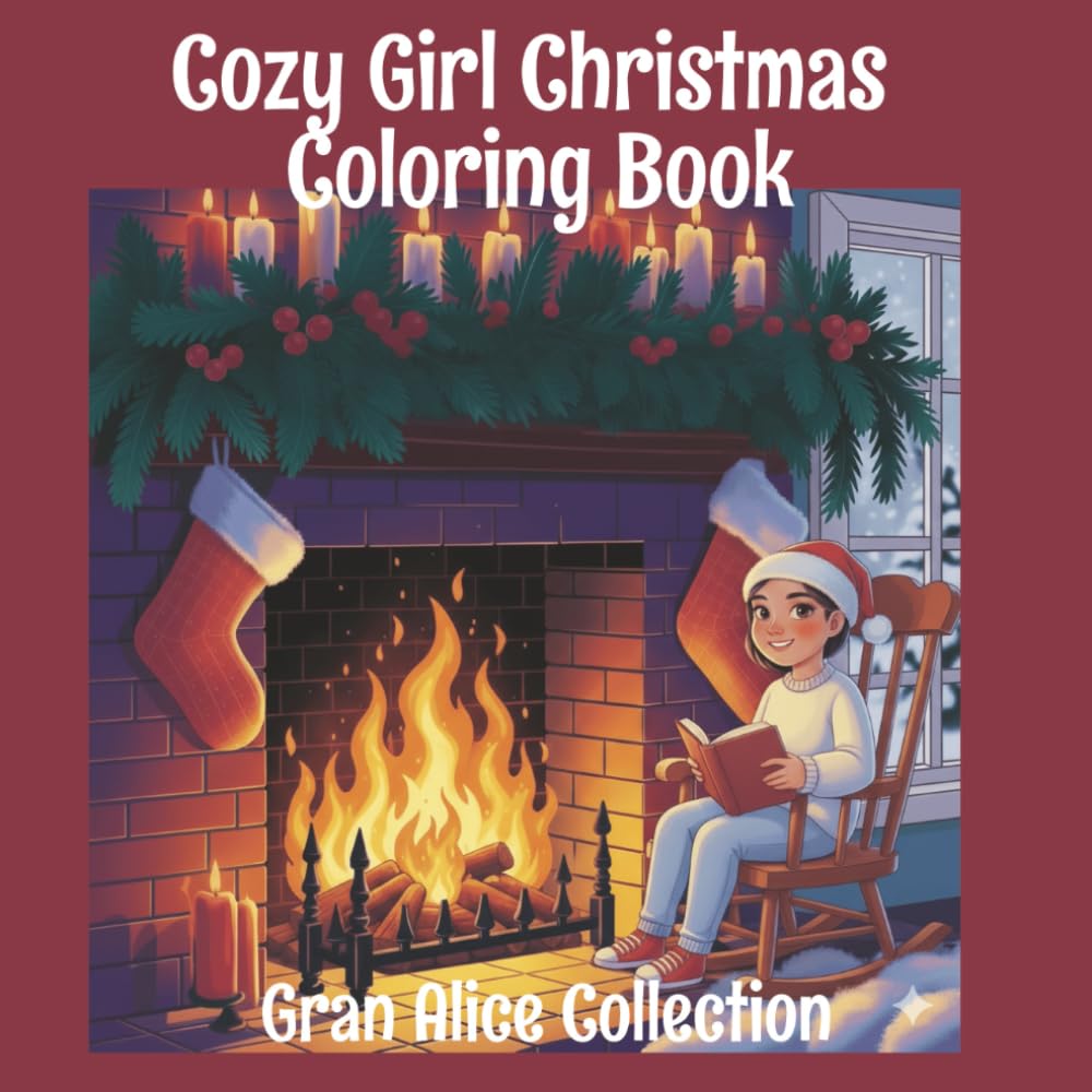 Cozy Girl Christmas Coloring Book: Bold and Easy Designs for Adults & Teens