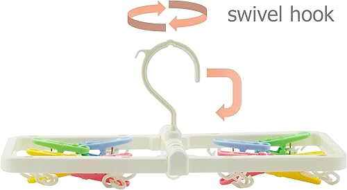 Miniatura 3 de EIKS Percha de lavandería con 8 clips para toallas, sujetadores, ropa de bebé, guantes, portátil, plegable y tamaño compacto para viajes