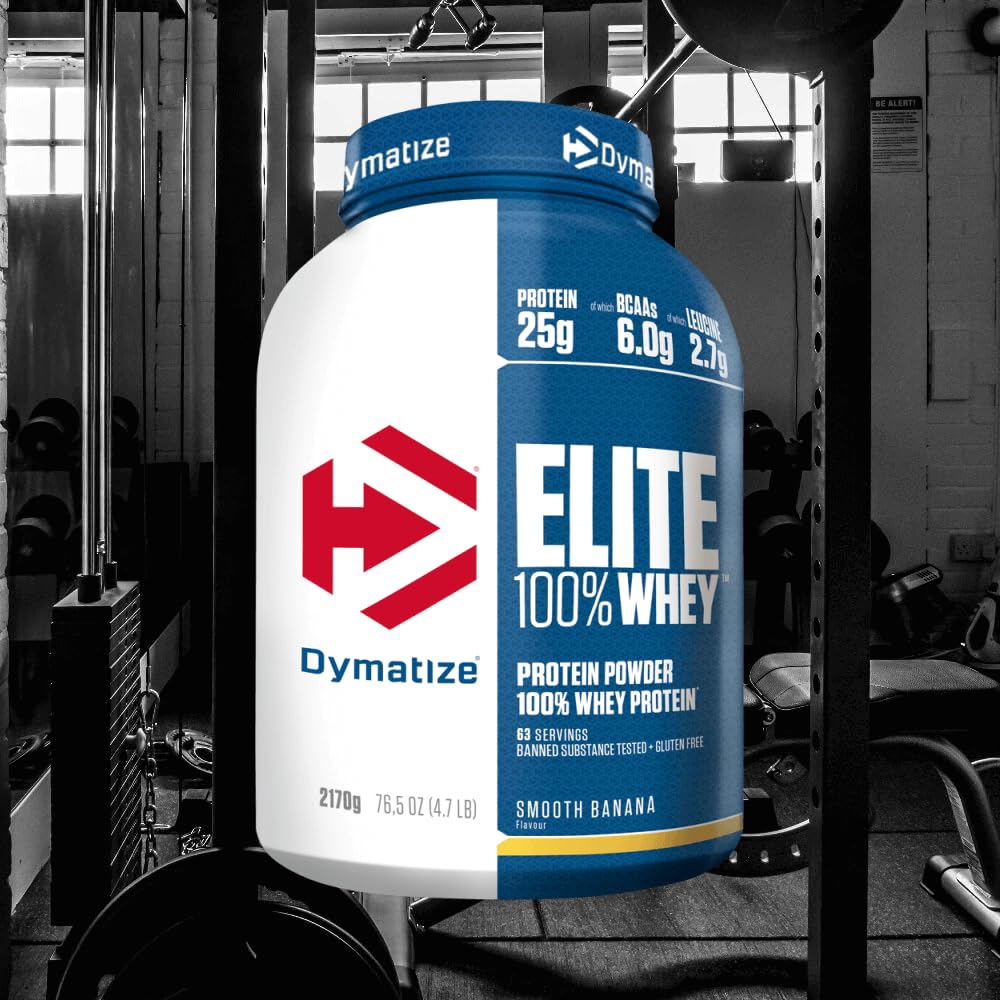 Dymatize Elite 100% Whey Smooth Banana 2170g - wysokobiałkowy proszek o niskiej zawartości cukru + białko serwatkowe i BCAA
