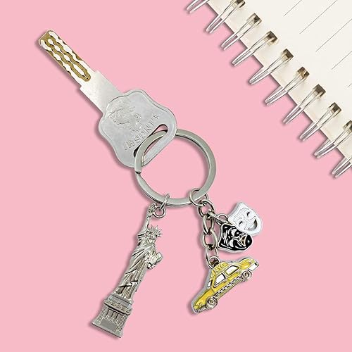 Vista 5 de NYC - Llavero de metal, recuerdo de Nueva York, 2 unidades, la estatua de la libertad, bandera de Estados Unidos, la gran manzana