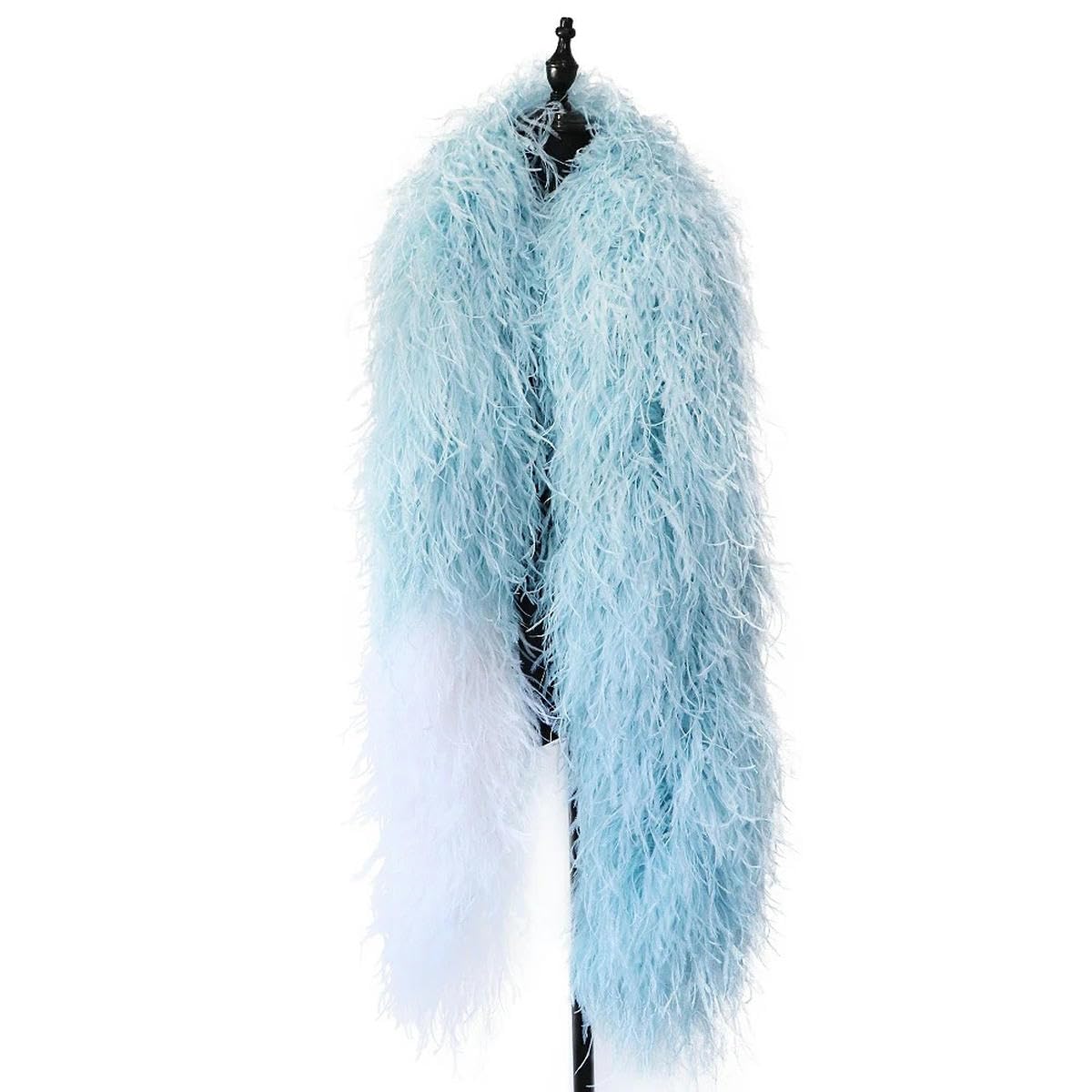 Boa en plumes d'autruche de 2 mètres, châle en plumes personnalisé pour couture de vêtements, décoration de robe, écharpe en plumes, mélange de couleurs 6 8 10 plis, style 18-2M 8 plis