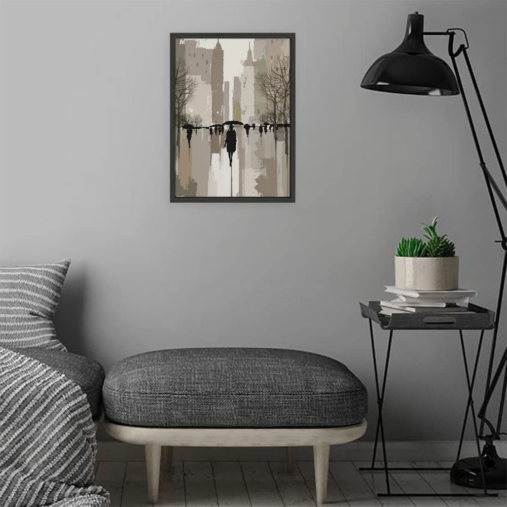 Verre Art Designs Print Black Floater Framed Canvas Wall Art Decoration Poster (10x14 Inch) - Under The Rain, B