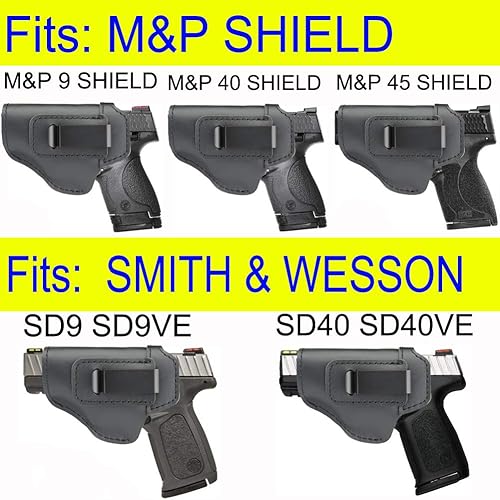 Miniatura 4 de IWB Funda de cuero para interior de cintura oculta para transporte oculto, se adapta a S & W M & P Shield-Glock19 26 29 30 32 43-Beretta Px4-RUGER