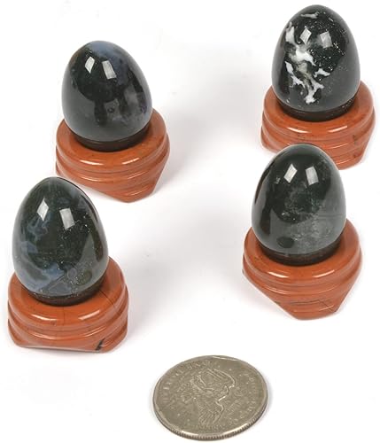 Miniatura 2 de Justinstones Piedra natural de ágata musgo de cuarzo de 1.181 in en forma de huevo, cristal curativo de chakras, equilibrio de energía, meditación,