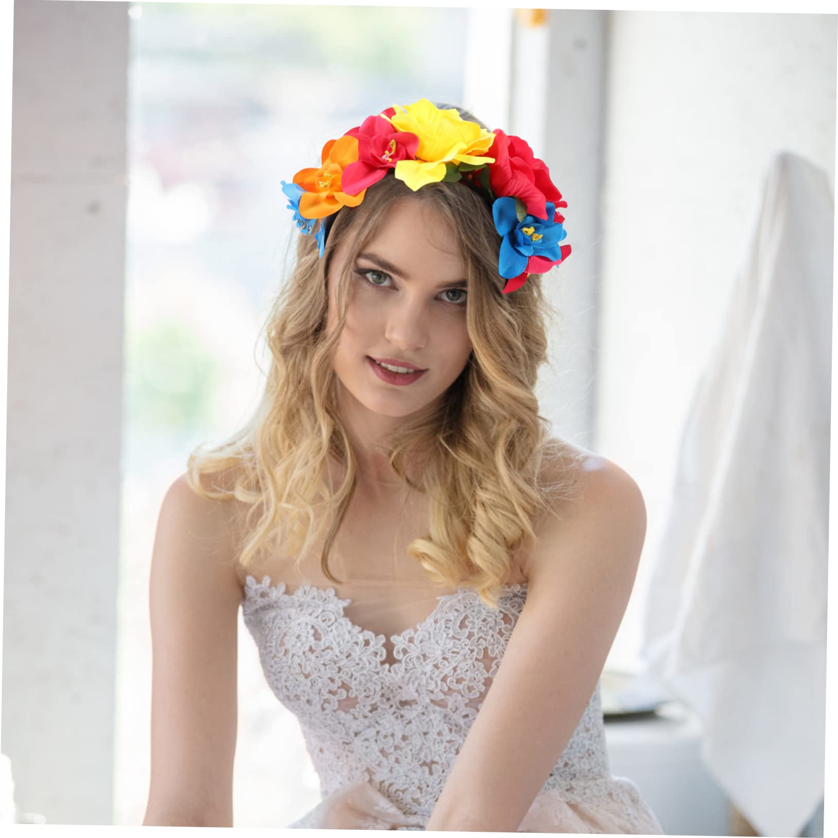 FOMIYES 5 Piezas diadema de halloween tiara de flores diadema floral para mujer pasadores de pelo broche de pelo fiesta cosplay de pelo rosa las flores horquilla guirnalda Venda