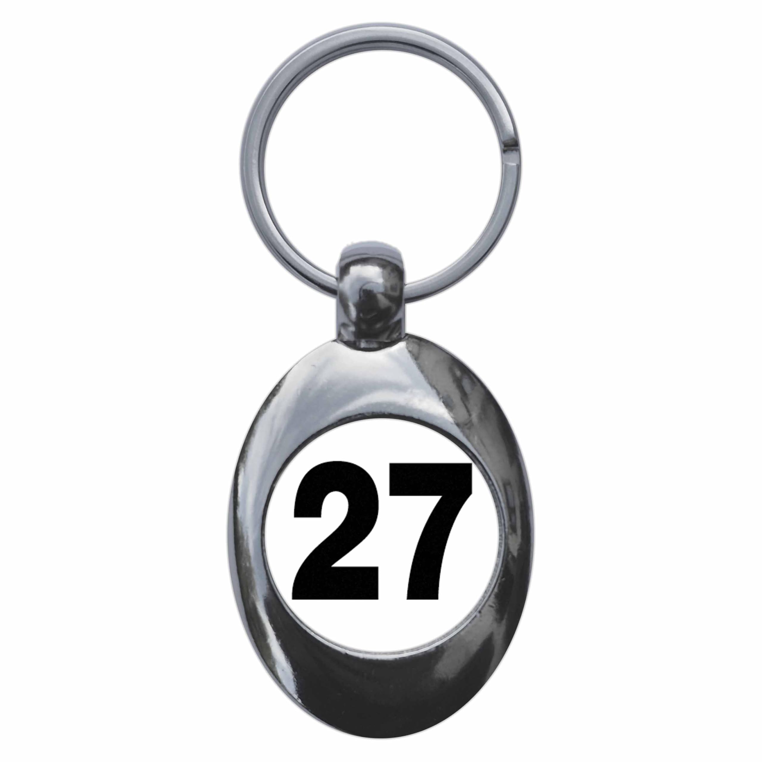 Ozorath Plain Number 27 Twenty Seven Keyring Keychain Key Ring Chain With Trolley Coin